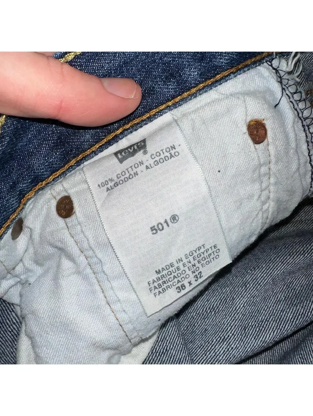 Levis 501 Vintage Y2K Egypt Straight Leg Jeans 36x32 Med Wash Act 36x30